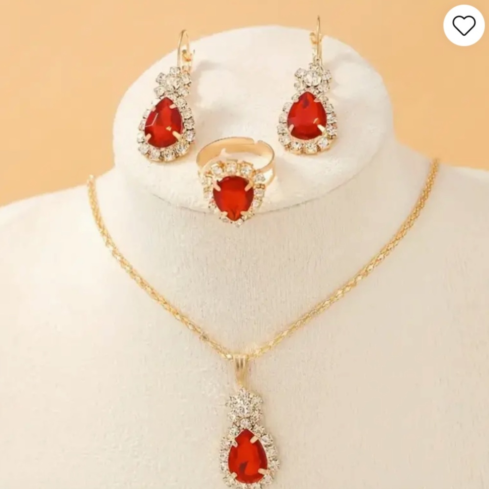 Three Piece Jewelry Set....Oval Charm Necklace,  Earrings, and Ring Set NWT